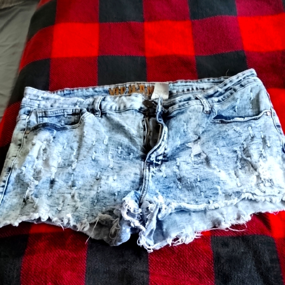 VIP Light Blue Distressed Jean Shorts